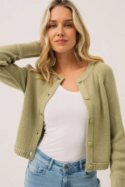 Le Cardigan En Tricot Vert Sauge -Mode Femme Homme product 015A01209 327 3