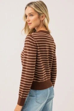 Le Cardigan Rayé Moka Et Brun -Mode Femme Homme product 015A01704 39 4