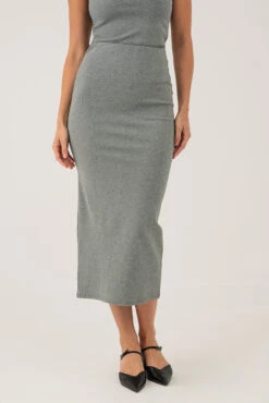 La Jupe En Coton Longue Avec Couture Décorative Et Fente Au Dos -Mode Femme Homme product 015A04702 10