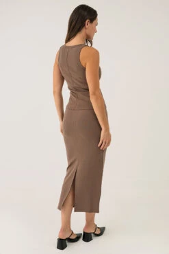 La Jupe En Coton Longue Avec Couture Décorative Et Fente Au Dos -Mode Femme Homme product 015A04702 13