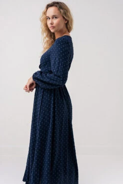 La Robe Maxi Marine En Tissu “Dotted Swiss” 6 La Robe Maxi Marine En Tissu “Dotted Swiss” -Mode Femme Homme product 015A07210 142 3