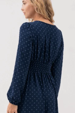 La Robe Maxi Marine En Tissu “Dotted Swiss” 7 La Robe Maxi Marine En Tissu “Dotted Swiss” -Mode Femme Homme product 015A07210 142 4