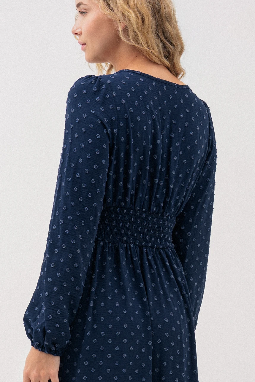 La Robe Maxi Marine En Tissu “Dotted Swiss” 4 La Robe Maxi Marine En Tissu “Dotted Swiss” – Image 4