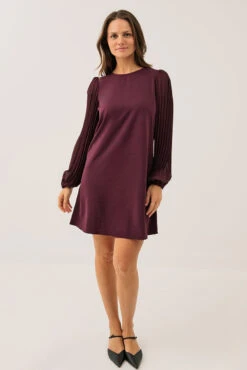 La Robe Bourgogne Ample Avec Manches Plissées Soleil