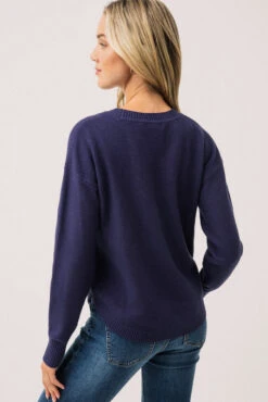 Le Chandail Marine En Tricot Texturé 5 Le Chandail Marine En Tricot Texturé -Mode Femme Homme product 015A14213 142 3