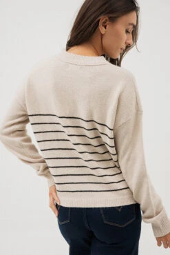 Le Chandail Rayé Beige Et Noir -Mode Femme Homme product 015A14216 13 3