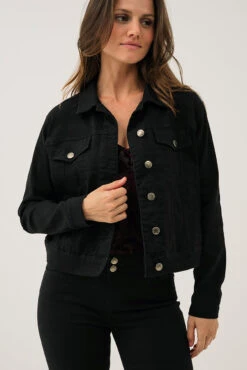 La Veste En Denim Basique Noir