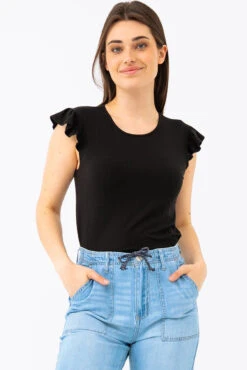 La Camisole Noire Manches à Volants