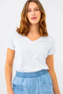 Le T-shirt Basique Col V -Mode Femme Homme product 015P13602 21