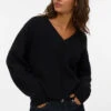 Vero Moda Le Chandail En Tricot Noir Col En V
