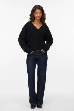 Vero Moda Le Chandail En Tricot Noir Col En V -Mode Femme Homme product 10331426 172 5