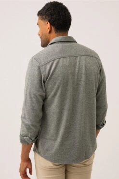 Le Chemise En Tricot Sergé Texture Flanelle Grise -Mode Femme Homme product 147231 95 4