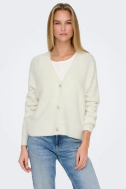 ONLY Le Cardigan En Tricot Pelucheux Avec Boutons En Bijou