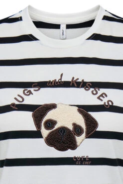 ONLY Le T-shirt Rayé Blanc Et Noir Avec Broderie De Chien -Mode Femme Homme product 15316954 646 2