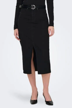 ONLY La Jupe Noire En Denim Midi