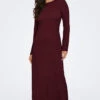 ONLY La Robe Maxi Bordeaux à Manches Longues