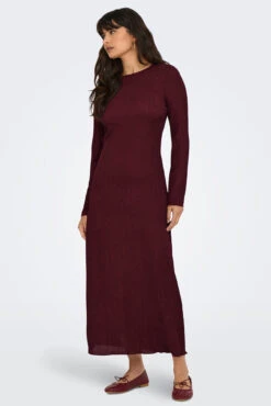 ONLY La Robe Maxi Bordeaux à Manches Longues