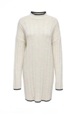 ONLY La Robe En Tricot Beige Avec Détails Noirs -Mode Femme Homme product 15366020 757