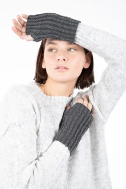 ICHI Gants Sans Doigt Tricot Texturé