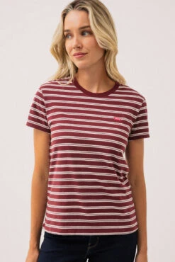 Le T-shirt Ă Manches Courtes Leviâs RayĂ© Rouge Et Blanc